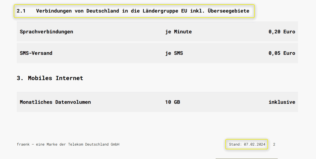 fraenk: Telefonieren ins Ausland scheint laut Preisliste vom 7.2.2024 erlaubt zu sein fraenk: Telefonieren ins Ausland scheint laut Preisliste vom 7.2.2024 erlaubt zu sein