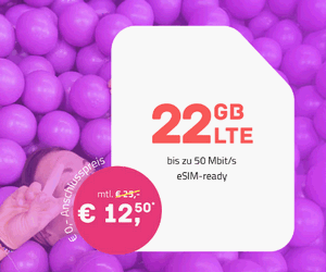 Zum Beitrag: HIGH: 22 GB Allnet-Flat im Telekom-Netz für 12,50 € im Monat + 50 € Wechselbonus (Ø: 10,42 €)