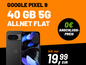 Zum Beitrag: Klarmobil: Google Pixel 9 für 19,99 € (Trade-In) bzw. 119,99 € zur 40 GB Allnet-Flat im Vodafone-Netz (5G) für 19,99 € im Monat