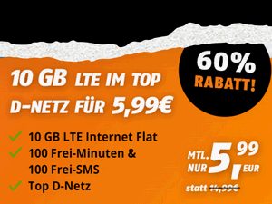 Klarmobil Minutentarif: 10 GB Angebot für 5,99 € im Monat Klarmobil Minutentarif: 10 GB Angebot für 5,99 € im Monat