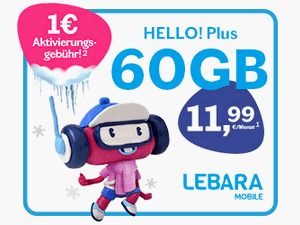 Lebara Hello! 60 GB Allnet-Flat für 11,99 € im Monat (2025 Aktion) Lebara Hello! 60 GB Allnet-Flat für 11,99 € im Monat (2025 Aktion)