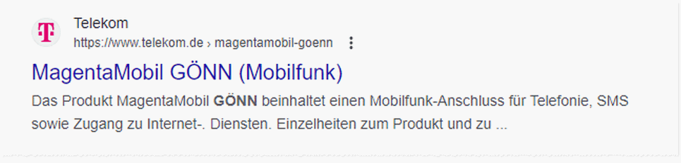 Bei der Telekom ist das Produktinformationsblatt (PIB) für den MagentaMobil GÖNN bereits gelistet Bei der Telekom ist das Produktinformationsblatt (PIB) für den MagentaMobil GÖNN bereits gelistet
