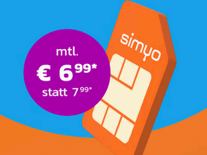 simyo M für 6,99 € im Monat statt 7,99 € durch 24 € Cashback