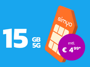 simyo XS mit 15 GB für 4,99 € im Monat simyo XS mit 15 GB für 4,99 € im Monat